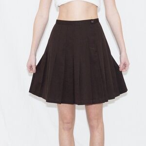 Vintage brown pleated mini skirt briggs size 10 polyester rayon
